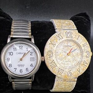 Carriage White Dial Watch & OnTime Gold Tone Roman Numeral Watch